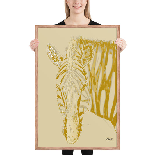 Oseli African Art Zebra-Metallic Framed Poster